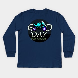 Blue Motorcycle Kids Long Sleeve T-Shirt